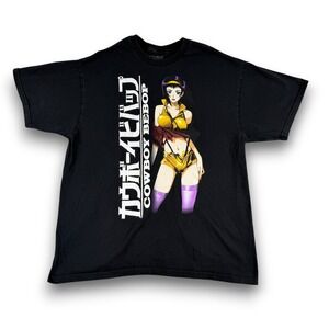 Cowboy Bebop Shirt Mens XL Black Faye Valentine Anime Graphic Katana Tee